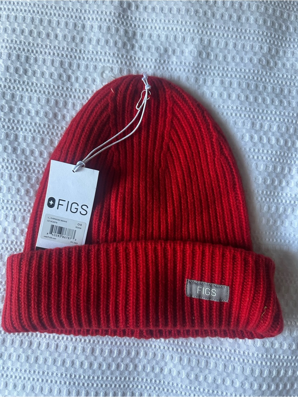 FIGS Crimson Ribbed Cuffed Beanie